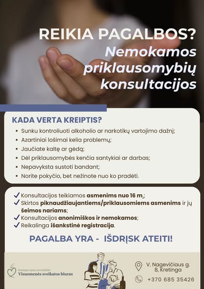 Priklausomybių konsultantas dirba naujose patalpose